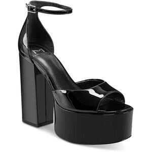 Marc Fisher LTD Womens Della Black Patent Leather Platform Sandals Shoes NWT